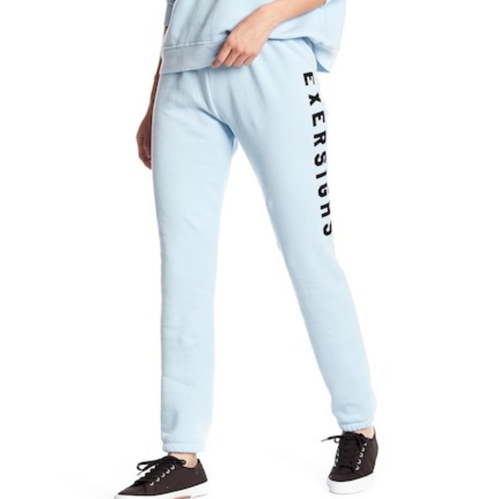 Wildfox Exersighs Knox Joggers Sweatpants Lounge Pants Blue Skies Size Medium